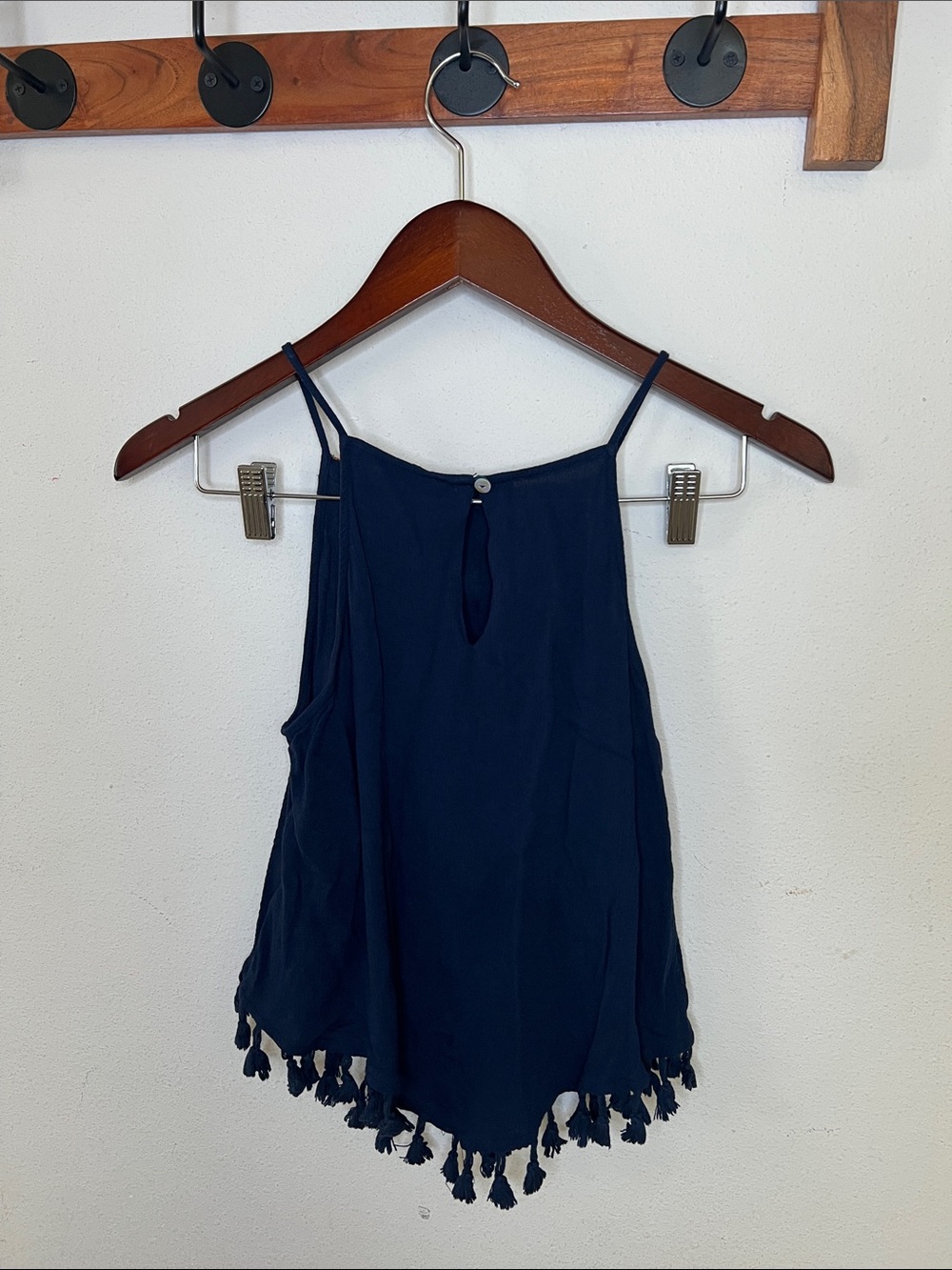 Papaya Tank Top Boho Blue Tassles Summer Size Medium - Picture 3 of 11